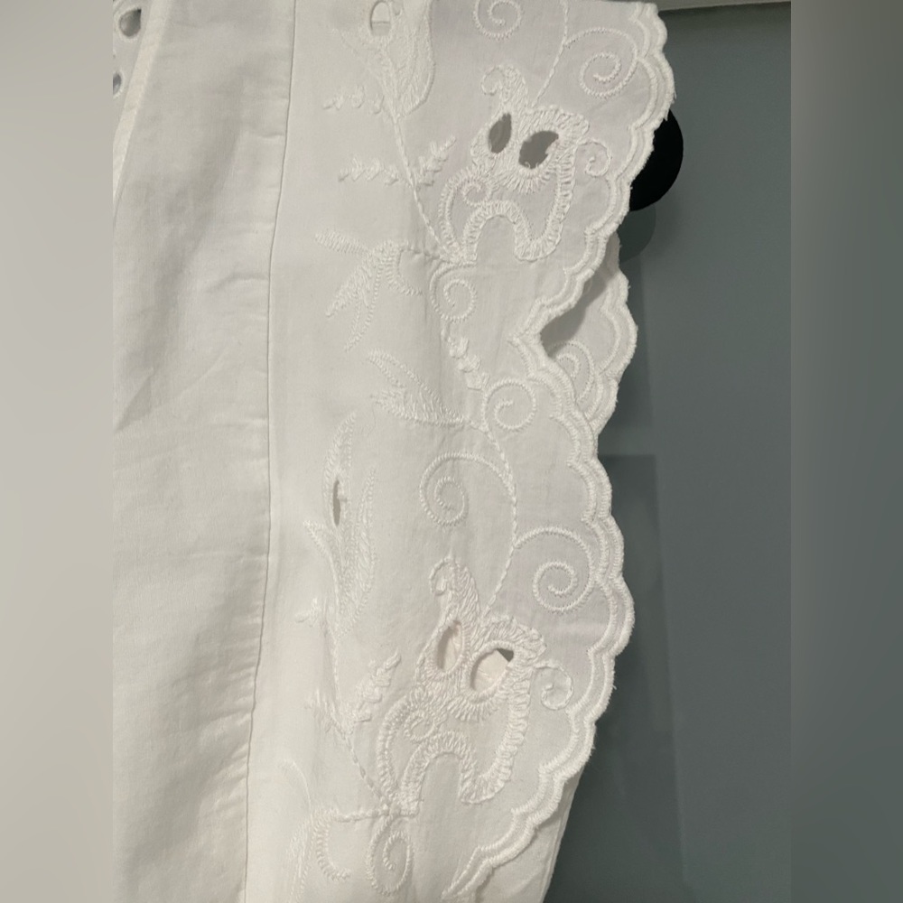 NWT Openwork Embroidery Romper with Bow Belt. Color is white. Size is small. - Picture 12 of 15